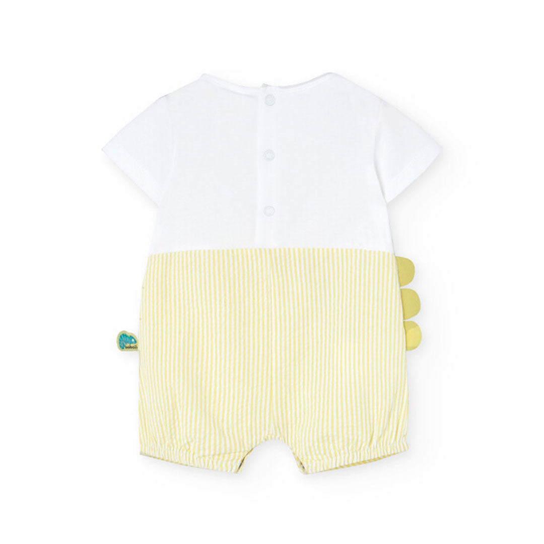 Yellow striped poplin romper