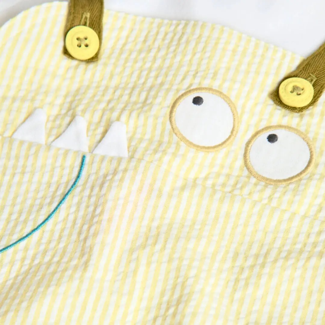 Yellow striped poplin romper My Store