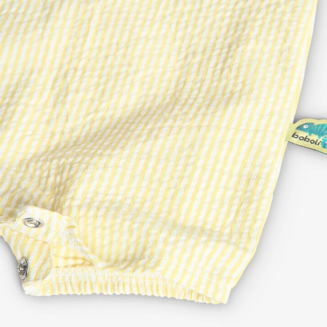 Yellow striped poplin romper