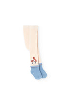Thick Baby Girl Tights White with Blue Socks Me Turn