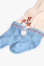 Thick Baby Girl Tights White with Blue Socks Me Turn