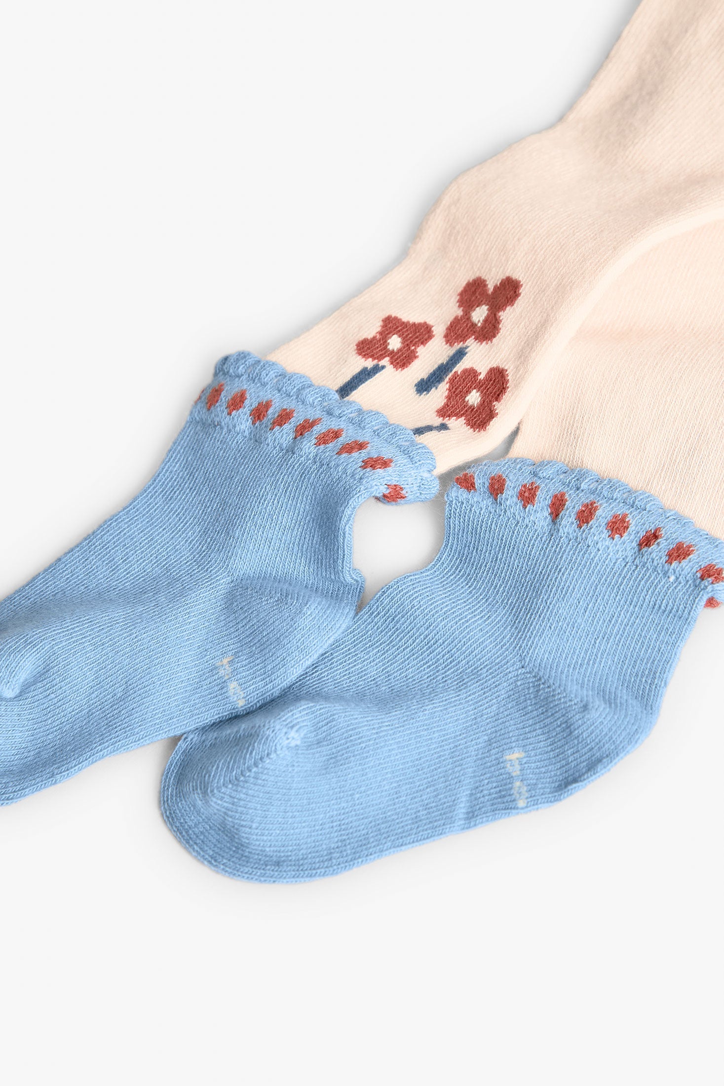 Thick Baby Girl Tights White with Blue Socks Me Turn