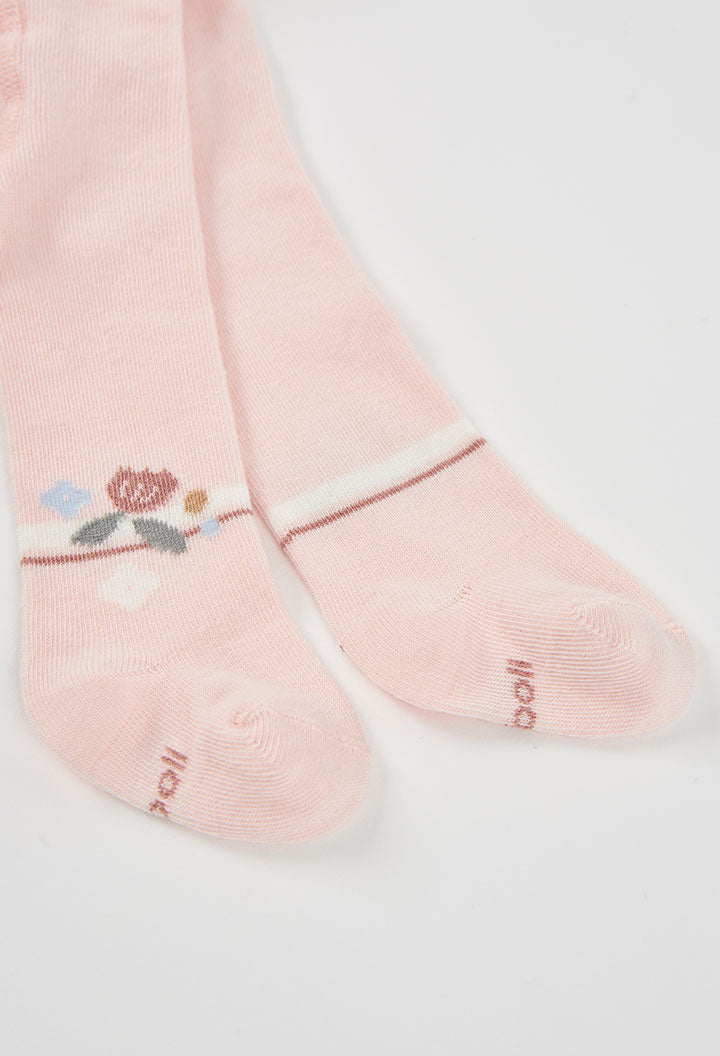 Baby Girl Light Pink Floral Tights