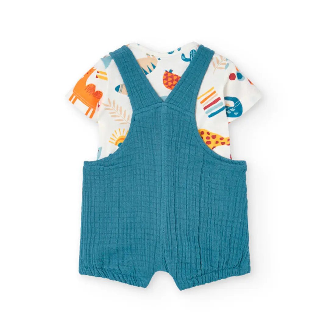 T-shirt and overall set with varied print My Store