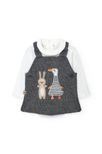 Baby Girl Grey Knit Set with Animal Print Me Turn