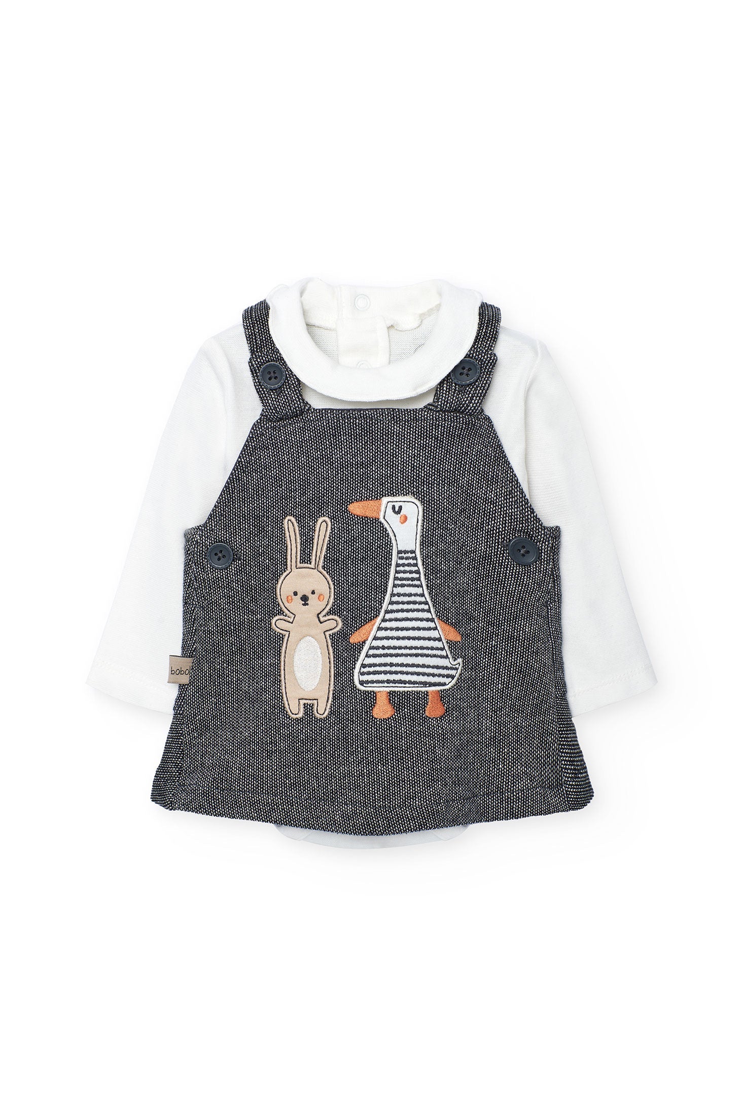 Baby Girl Grey Knit Set with Animal Print Me Turn