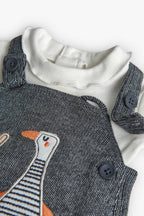 Baby Girl Grey Knit Set with Animal Print Me Turn