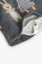 Baby Girl Grey Knit Set with Animal Print Me Turn