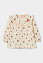 Baby Girl Cream Reindeer & Floral Dress
