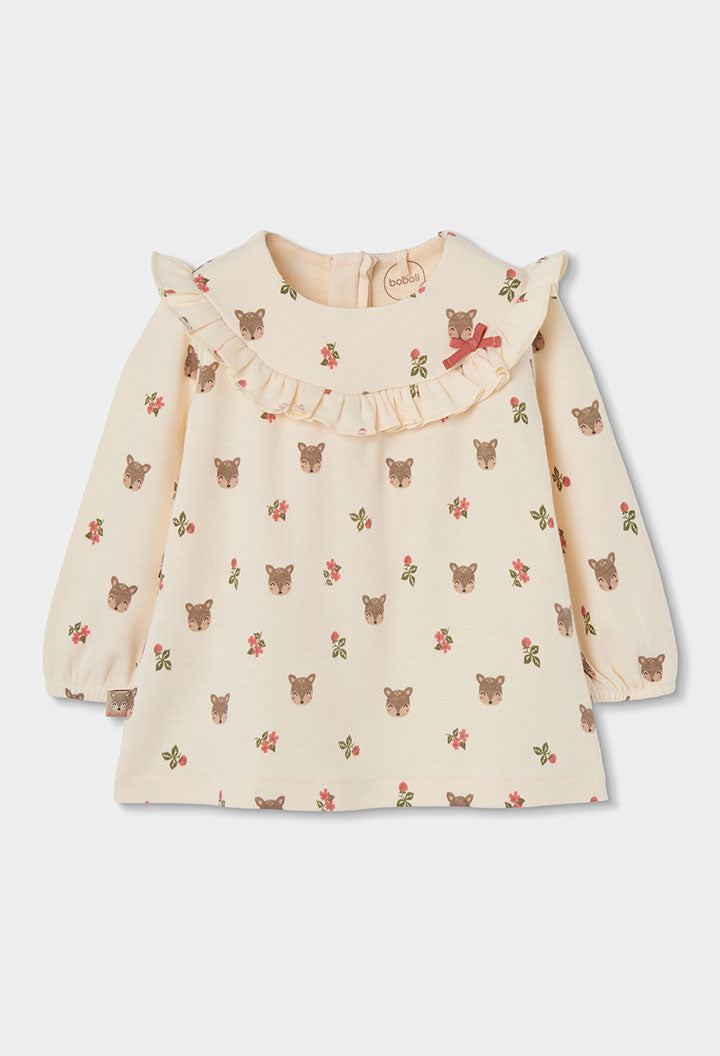 Baby Girl Cream Reindeer & Floral Dress