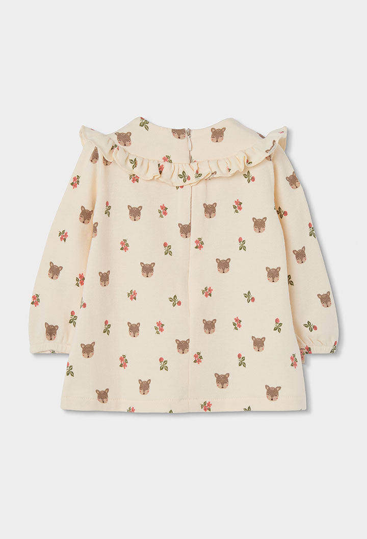 Baby Girl Cream Reindeer & Floral Dress