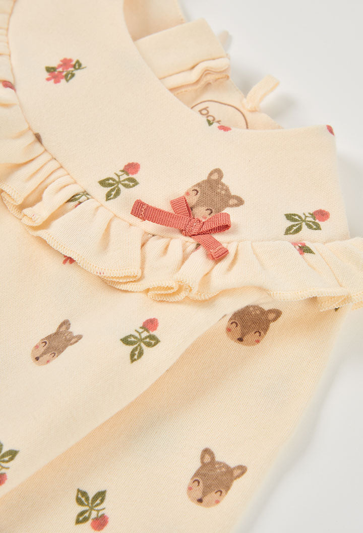 Baby Girl Cream Reindeer & Floral Dress