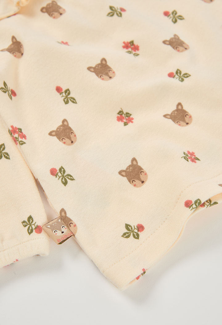 Baby Girl Cream Reindeer & Floral Dress