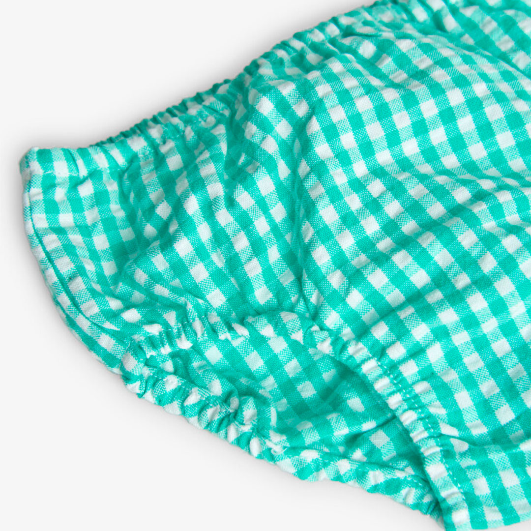 Poplin dress with a multi-colored checkered design