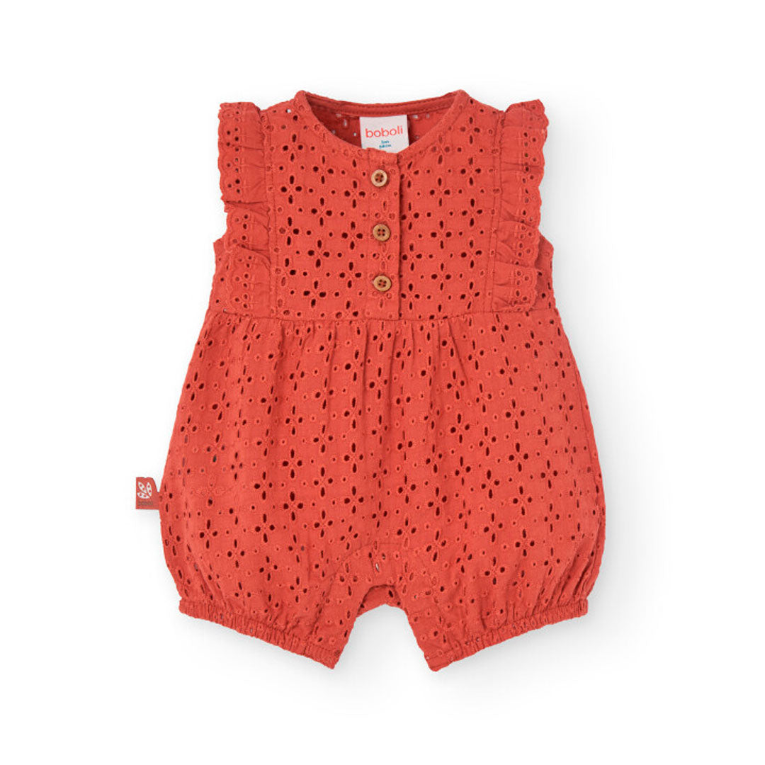 Orange embroidered romper