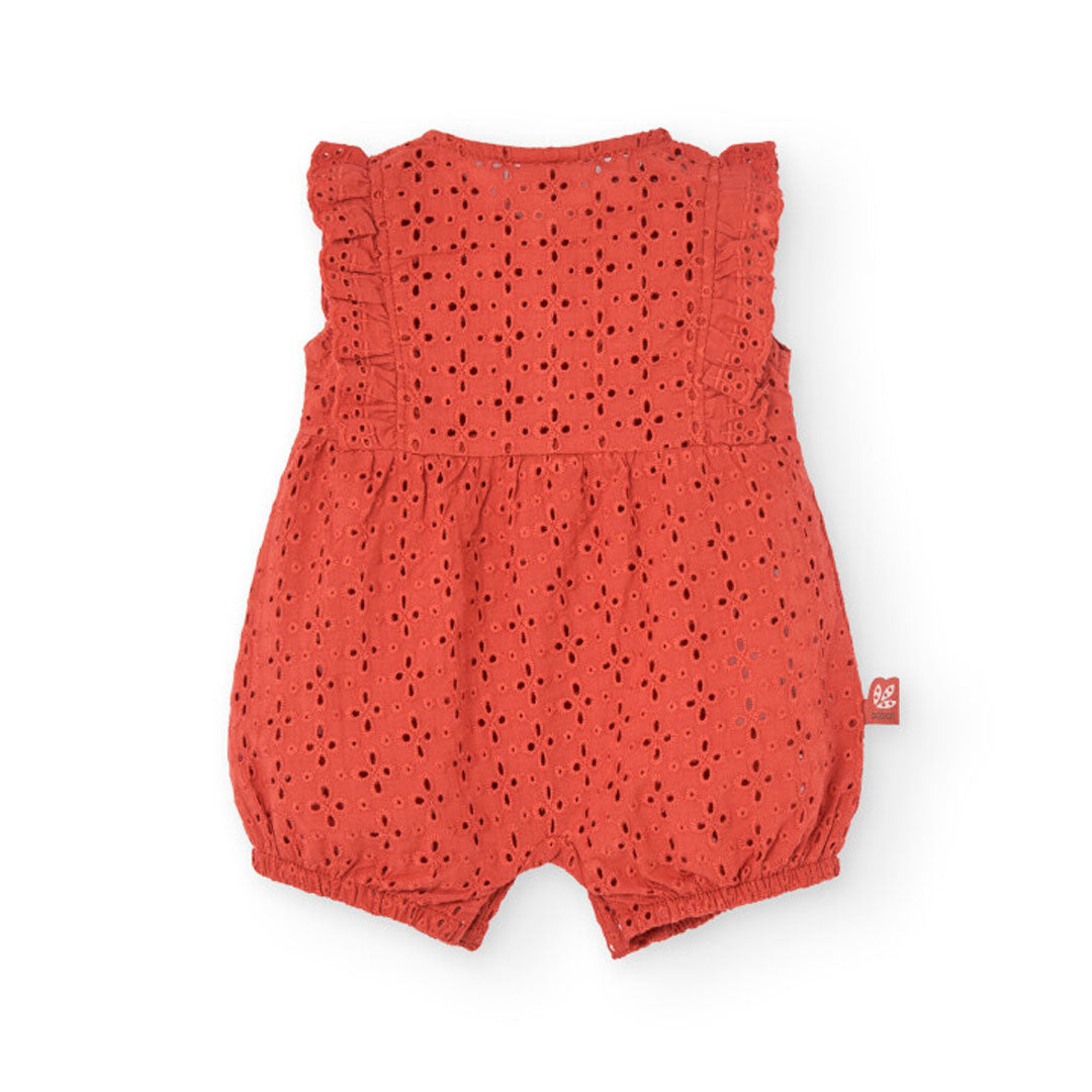 Orange embroidered romper