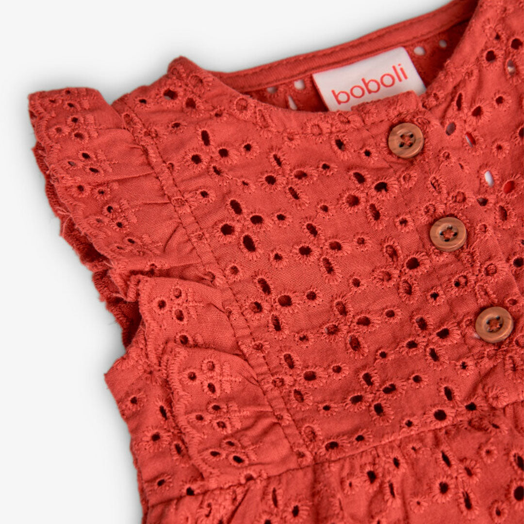 Orange embroidered romper