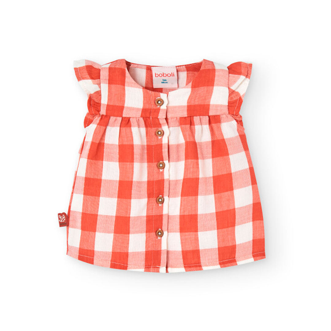 Dress with red plaid design