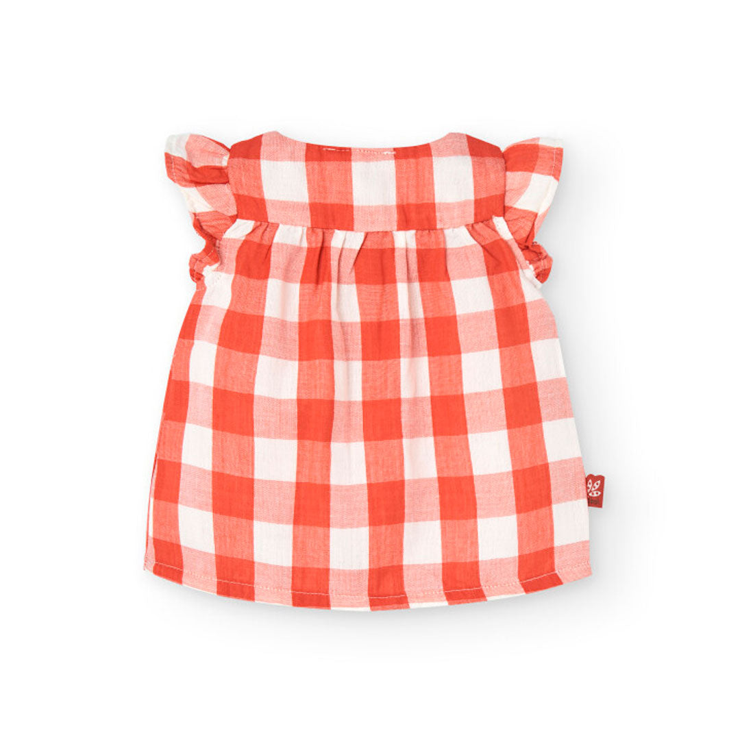 Dress with red plaid design