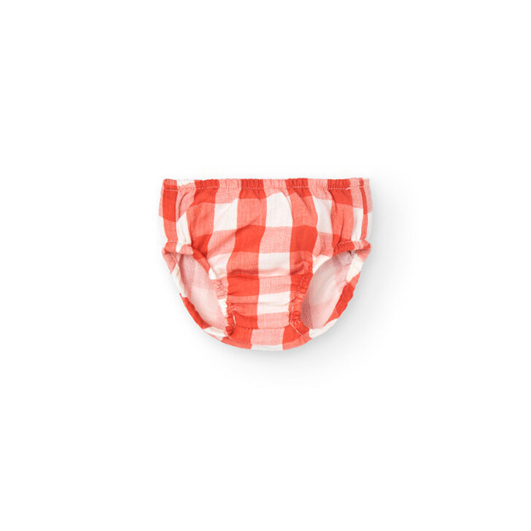 Dress with red plaid design