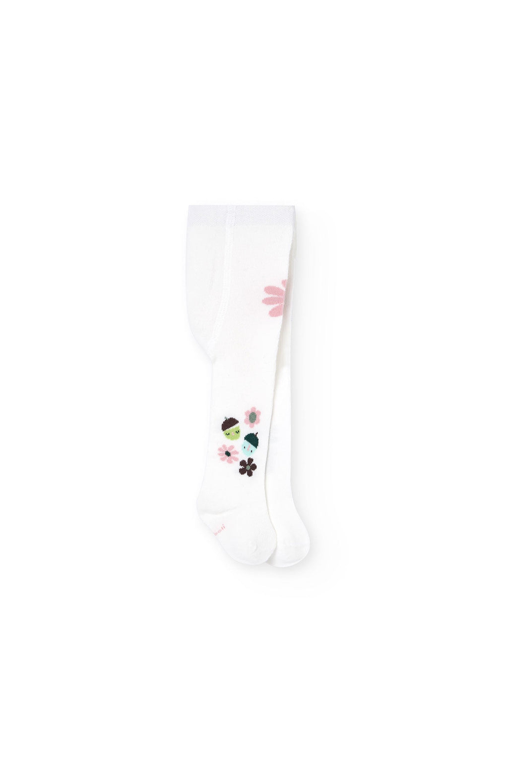 Baby Girl Thick Tights Whitewith Flowers Me Turn