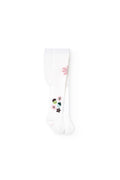 Baby Girl Thick Tights White with Flowers Me Turn