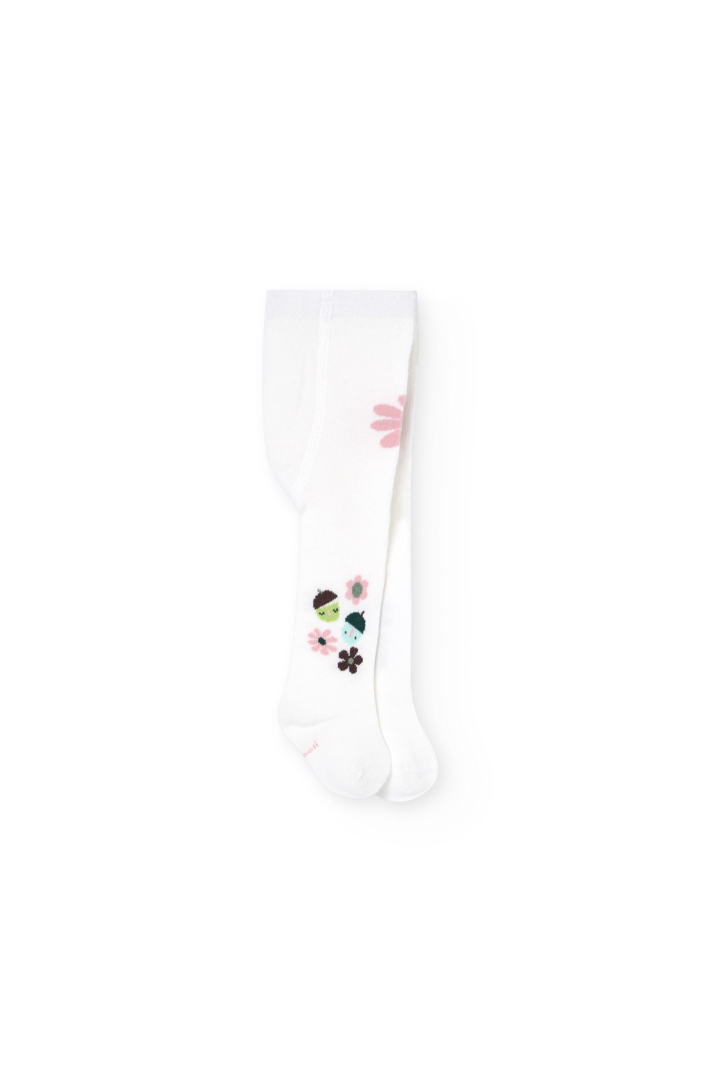 Baby Girl Thick Tights Whitewith Flowers Me Turn