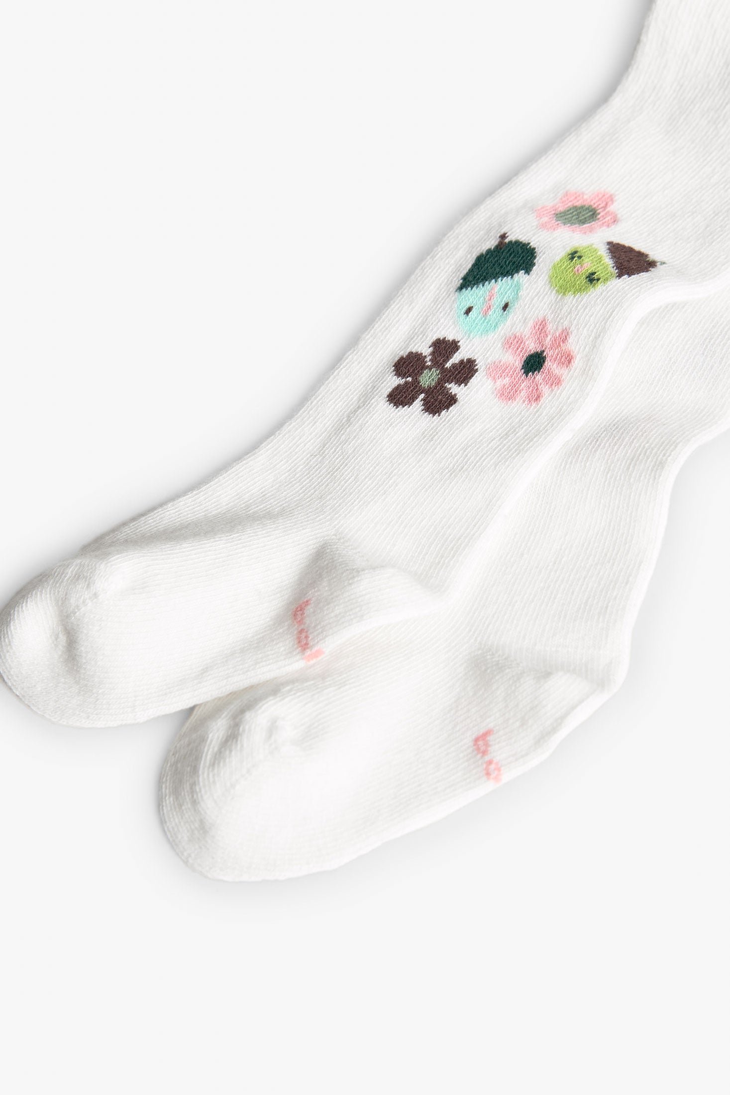 Baby Girl Thick Tights Whitewith Flowers Me Turn