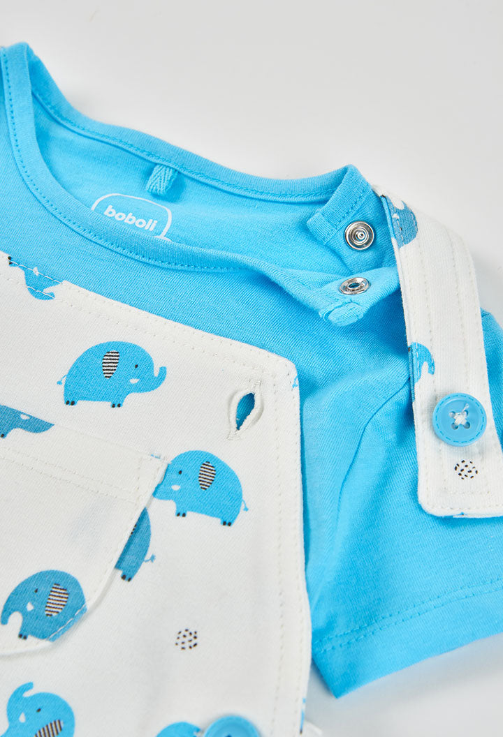 Baby Boy Blue Elephant Overall