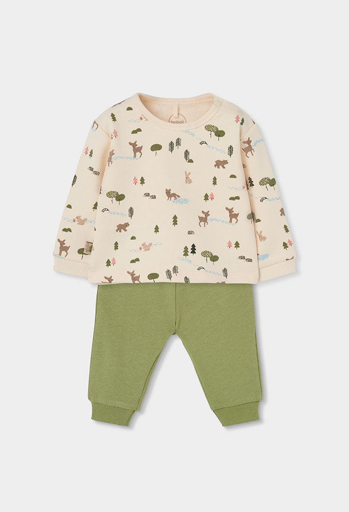 Baby Boy Forest Print Top & Green Pants Set