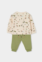 Baby Boy Forest Print Top & Green Pants Set