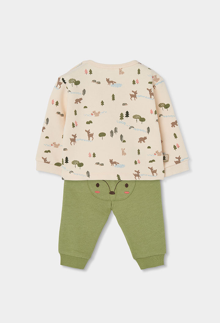Baby Boy Forest Print Top & Green Pants Set