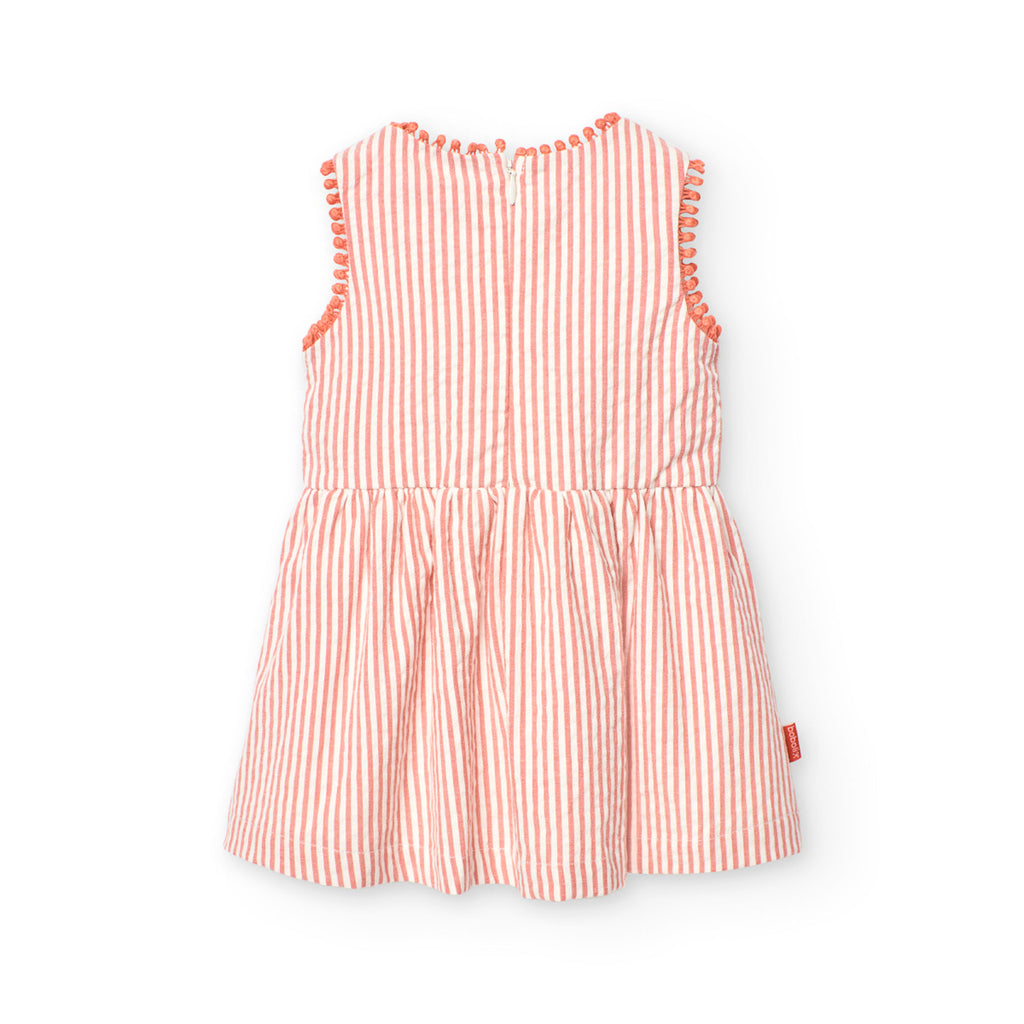 Poplin dress in red and white stripes