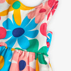 Satin dress with multi-colored floral print My Store