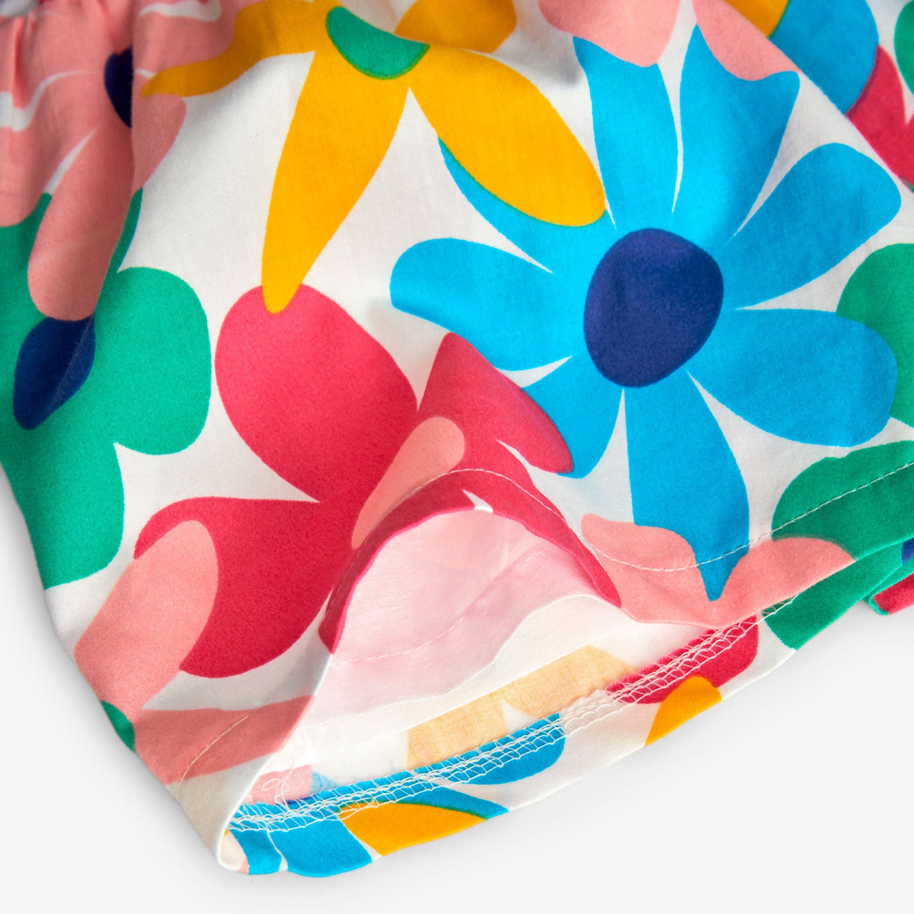 Satin dress with multi-colored floral print