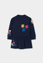 Girls Navy Knit Dress with Sequin Details