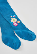 Girls Blue Floral Tights