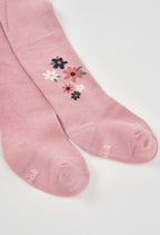 Girls Pink Floral Tights