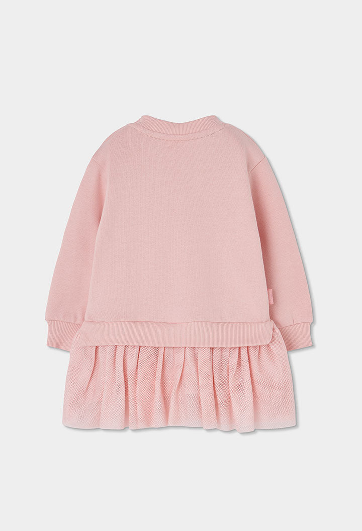 Girls Pink Floral Sweatshirt Tulle Dress