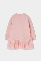 Girls Pink Floral Sweatshirt Tulle Dress