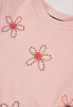 Girls Pink Floral Sweatshirt Tulle Dress