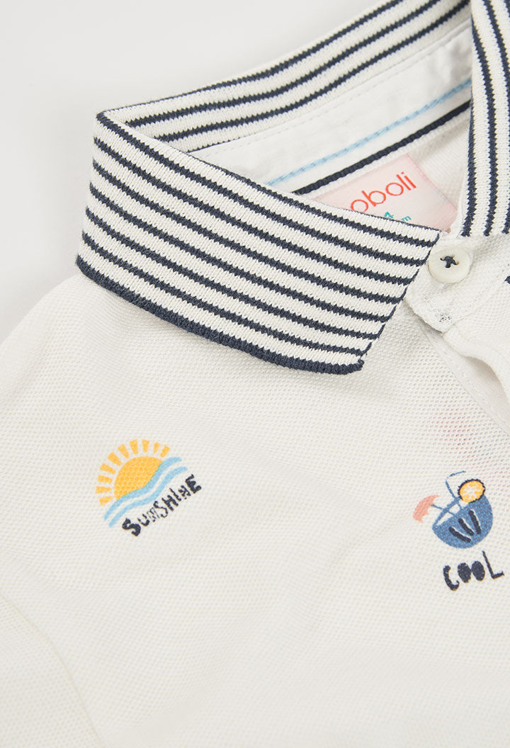 Boy White Cotton Polo