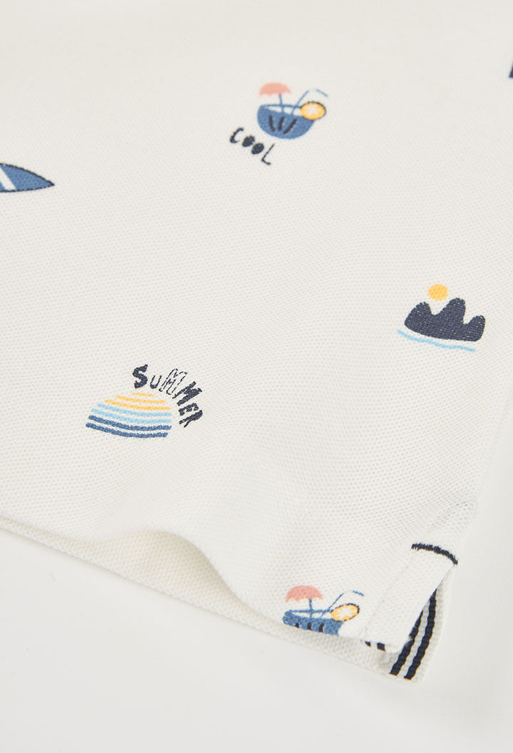 Boy Cotton Polo and Striped Shorts Set