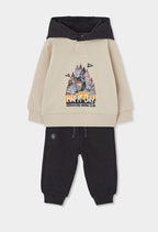 Boys Beige Mountain Hoodie & Jogger Set