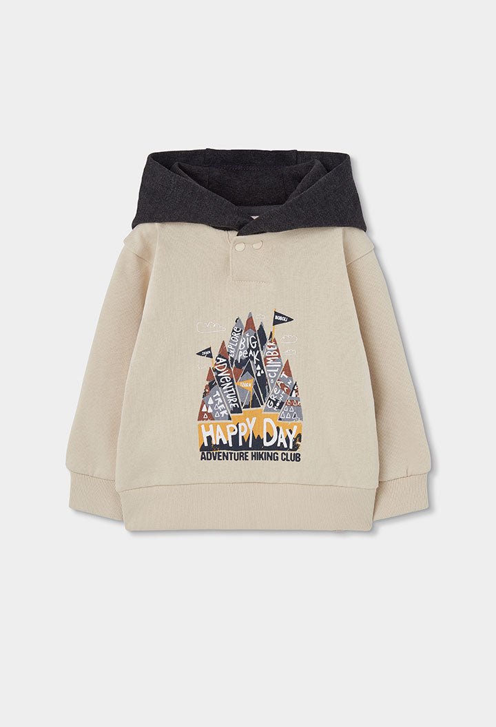 Boys Beige Mountain Hoodie & Jogger Set