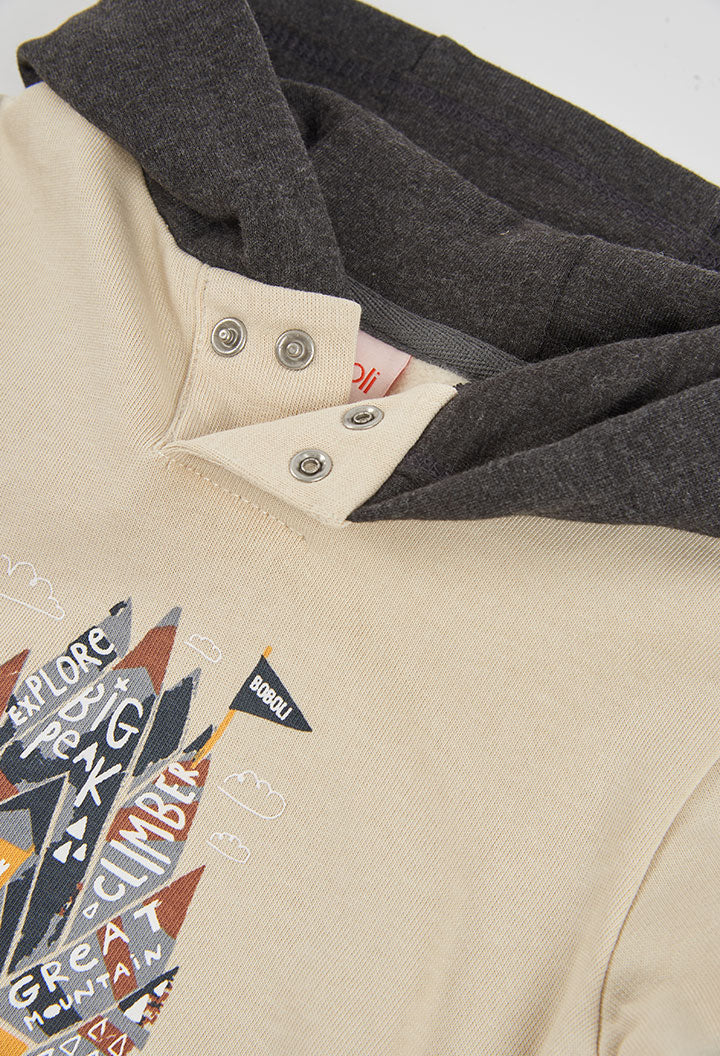 Boys Beige Mountain Hoodie & Jogger Set