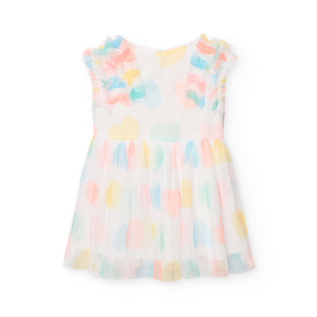Tulle dress with heart print