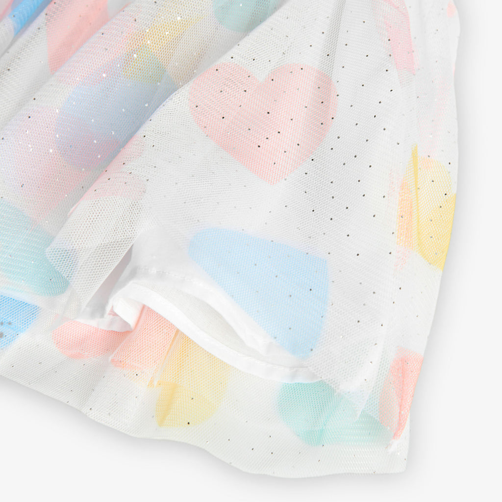 Tulle dress with heart print