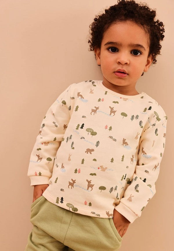 Baby Boy Forest Print Top & Green Pants Set