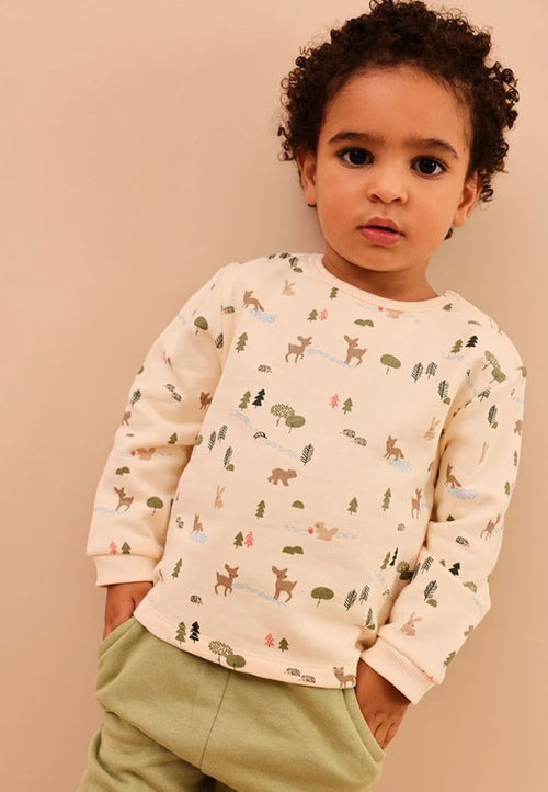 Baby Boy Forest Print Top & Green Pants Set